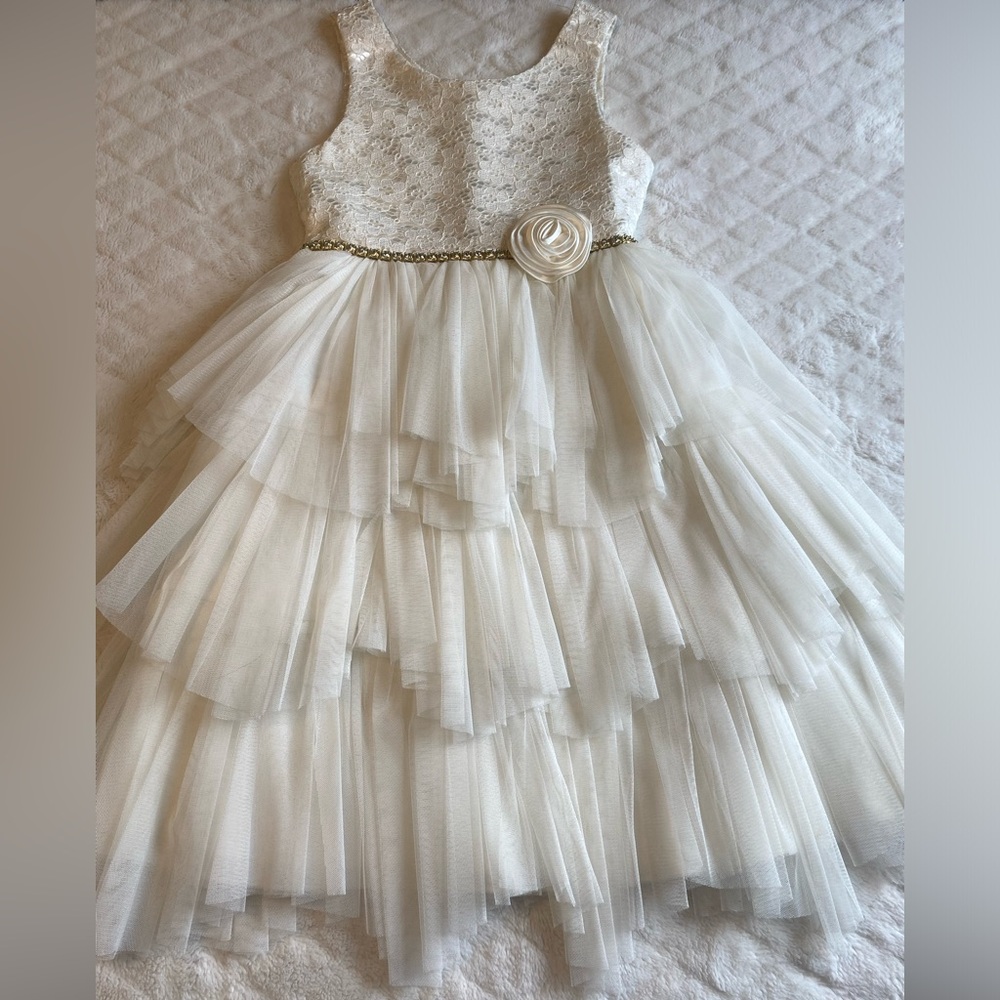 American Princess Cream Flower Girl Baptism Christening Holiday Dress Size 10